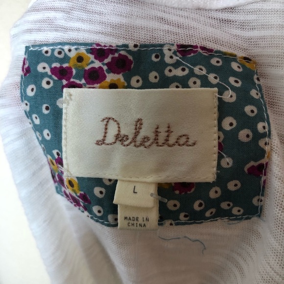 NWT Anthropologie Deletta White Cotton V-Neck L - Picture 5 of 6